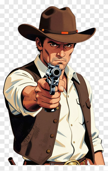 Western Cowboy Holding A Gun PNG