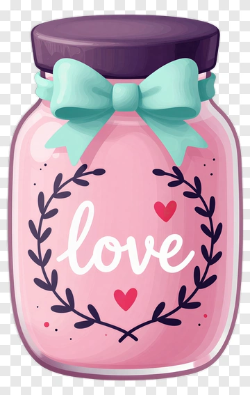 Love Jar With Heart And Bow PNG