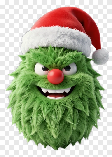 Cartoon Grinch With Santa Hat PNG