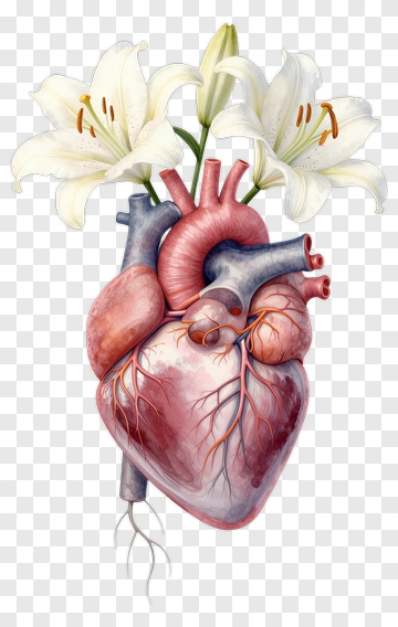 Heart With White Lilies PNG