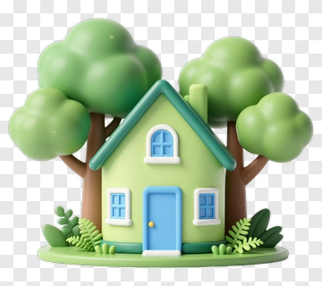Colorful House Surrounded By Trees PNG