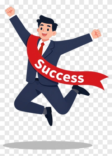 Cartoon Businessman Celebrating Success PNG