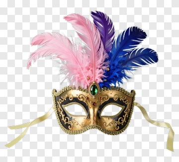 Colorful Carnival Mask With Feathers PNG