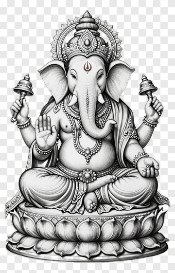 Black And White Lord Ganesha Statue PNG