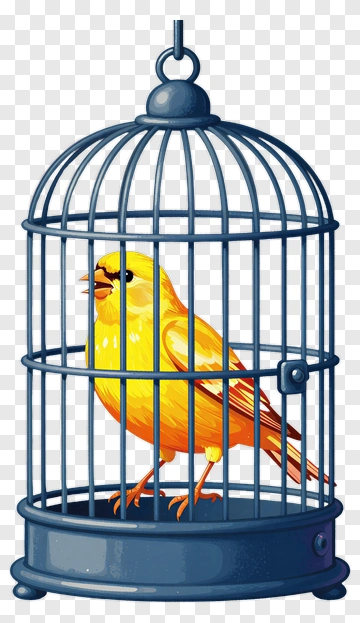 Yellow Bird In A Cage PNG