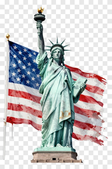 Statue Of Liberty With American Flag PNG
