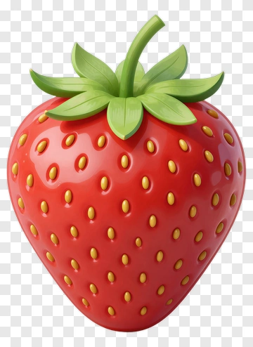 3D Red Strawberry PNG