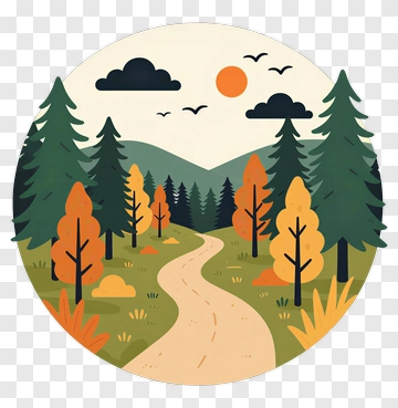 Colorful Forest Landscape With Path PNG