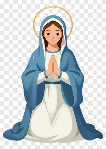 Praying Woman In Blue Robe PNG