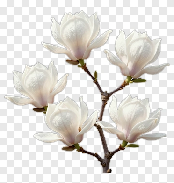 White Magnolia Flower Branch PNG