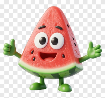 Cartoon Watermelon Character Smiling PNG
