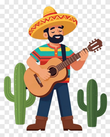 Cartoon Musician Playing Guitar PNG
