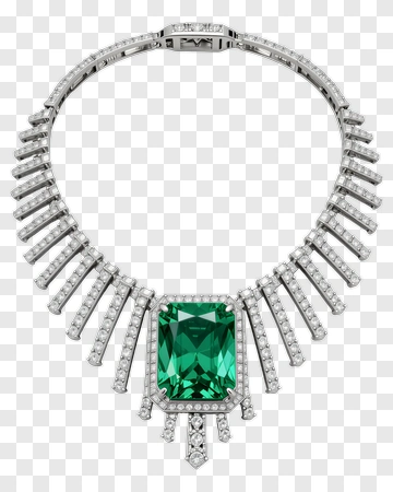 Elegant Necklace With Green Gemstone PNG
