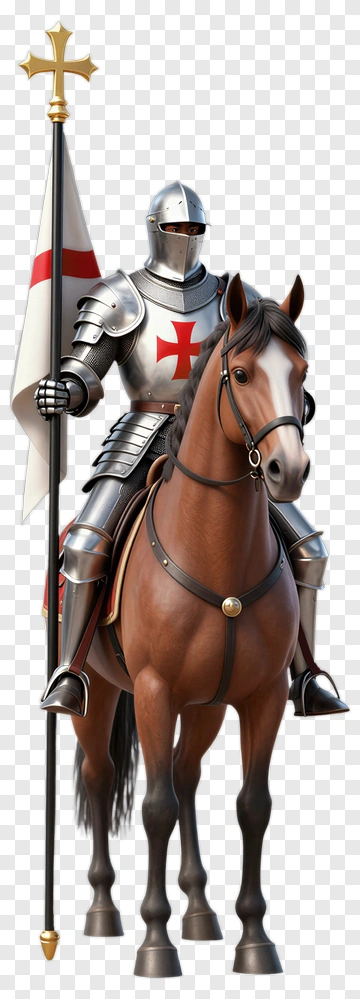 Knight On Horseback Holding A Flag PNG
