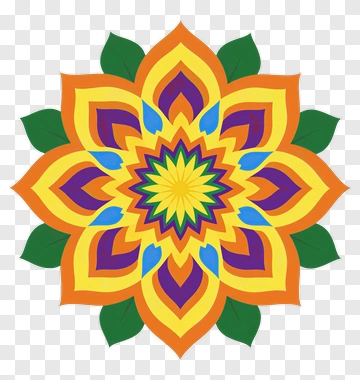Colorful Mandala Flower Design PNG