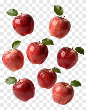 Red Apples With Leaves PNG