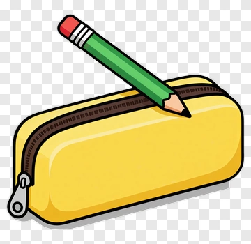 Yellow Pencil Case With Green Pencil PNG