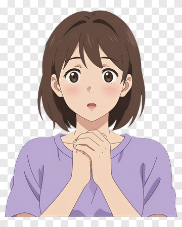 Surprised Girl With Short Brown Hair PNG