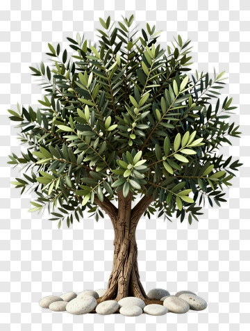 3D Olive Tree With Stones PNG