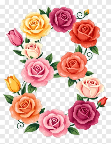 Colorful Floral Number 8 PNG