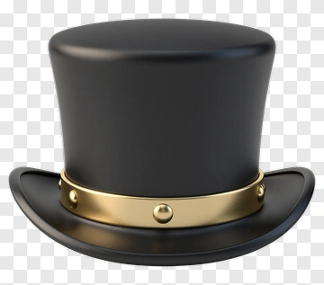 Black Top Hat With Gold Band PNG
