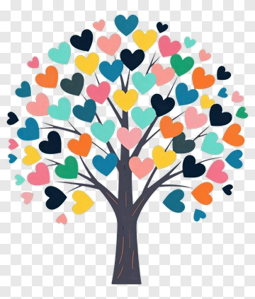 Colorful Heart Tree PNG