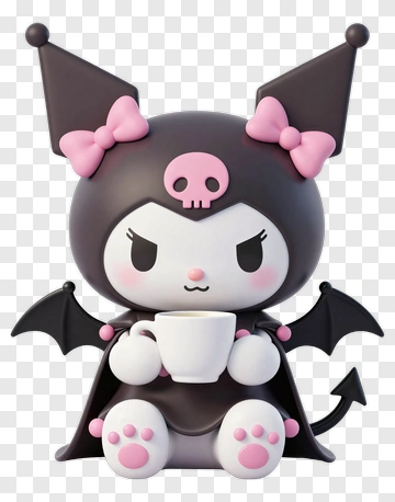 Cartoon Bat Character Holding A Cup PNG