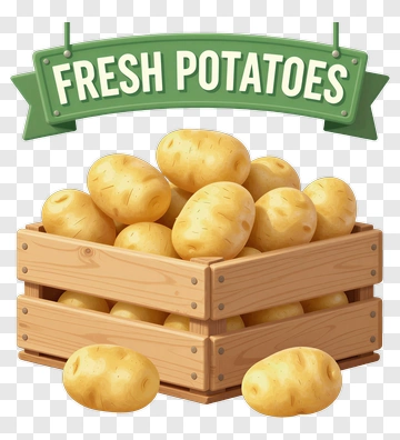 Fresh Potatoes In A Wooden Crate PNG