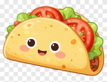 Cartoon Taco With Tomatoes And Lettuce PNG