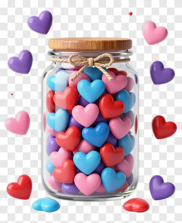 Colorful Heart Candy Jar PNG