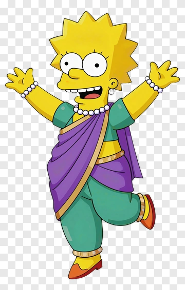 Cartoon Character Lisa Simpson In Traditional Attire PNG