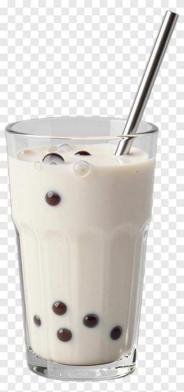 Milkshake With Tapioca Pearls And Metal Straw PNG