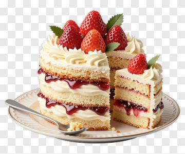 Strawberry Cake With Cream And Jam PNG