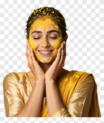 Woman Smiling With Yellow Face Paint PNG