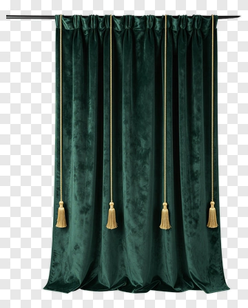 Green Velvet Curtain With Tassels PNG