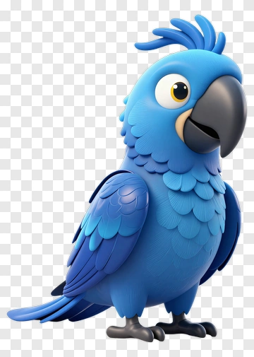 Cartoon Blue Parrot PNG