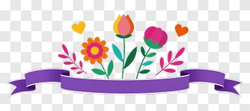 Colorful Flower Bouquet With Purple Ribbon PNG