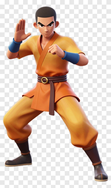 3D Martial Artist In Action Pose PNG
