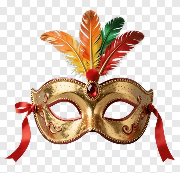 Colorful Feathered Carnival Mask PNG