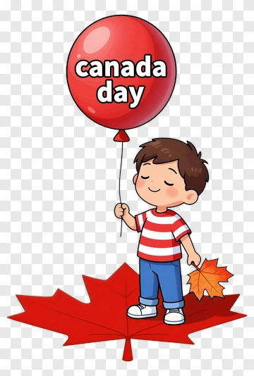 Happy Boy Holding Canada Day Balloon PNG
