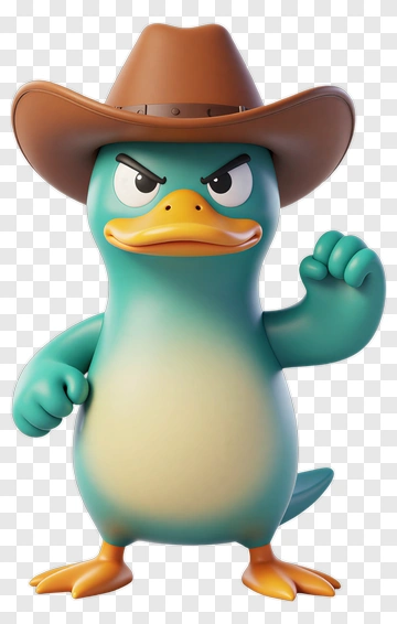 Cartoon Duck Wearing A Cowboy Hat PNG