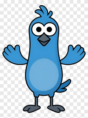 Cartoon Blue Bird With Open Wings PNG