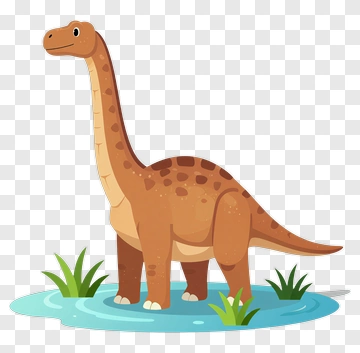 Cartoon Dinosaur Standing In A Pond PNG