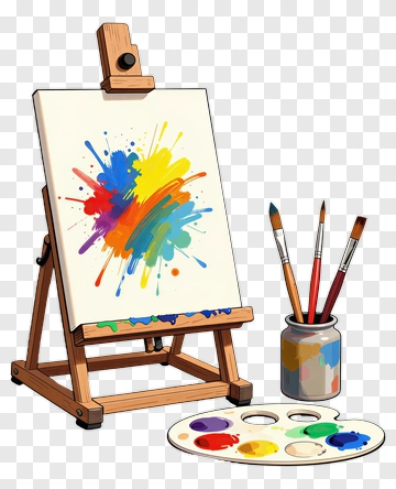 Colorful Paint Splash On An Easel PNG