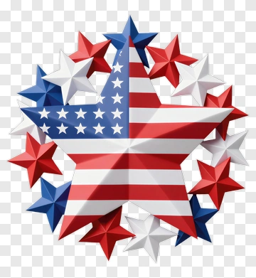 Red, White, And Blue Star Decoration PNG