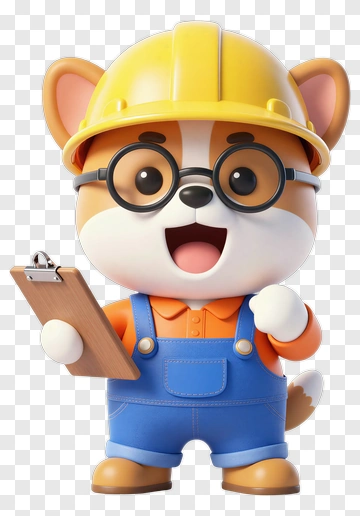 3D Construction Dog Holding A Clipboard PNG
