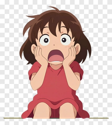 Surprised Girl Sitting With Hands On Face PNG
