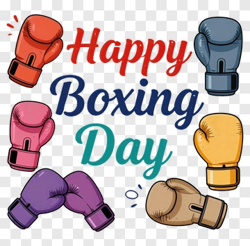 Happy Boxing Day With Colorful Boxing Gloves PNG