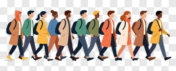 Diverse Group Of People Walking Together PNG