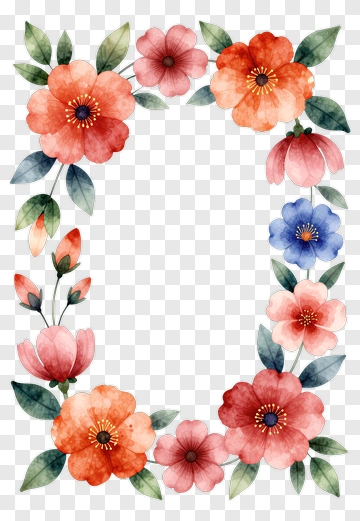 Colorful Floral Frame PNG
